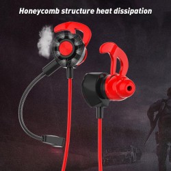 G22 Wired 3.5mm Earplug Gaming Earphone Dynamic Headphone In-ear Noise Reduction Earbuds With Microphone Black