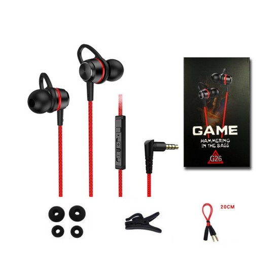 G26 Wired 3.5mm Plug In-ear Gaming Headset With Microphone For Mobile Phone Computer Black