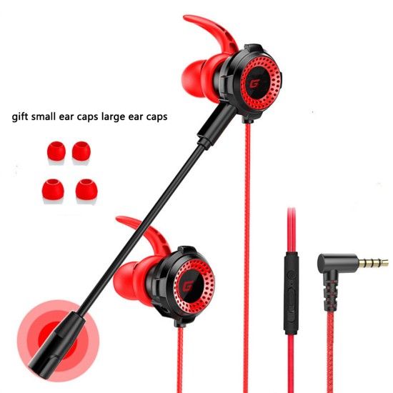 Gaming Headset with Pluggable Microphone 3.5mm Portable Stereo In-ear Earphone for iPhone Huawei Samsung Xiaomi Red