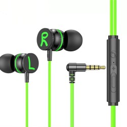 Gaming Wired Headset Elbow Jack Earphone Left Right Channel In-ear Headphones fluorescent green 3.5mm