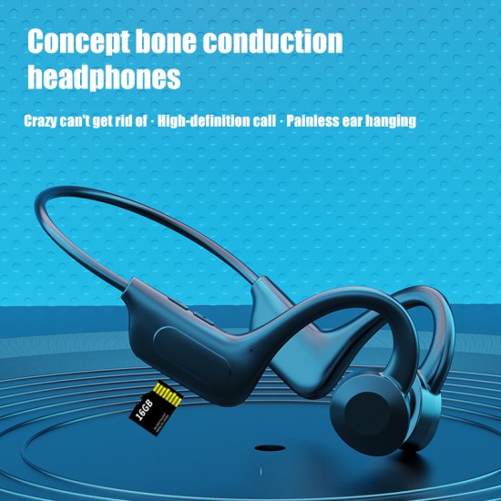 Headphones Bluetooth-compatible 5.1 Wireless Waterproof Comfortable Wear Light Weight Non-ear Sport Headset Black