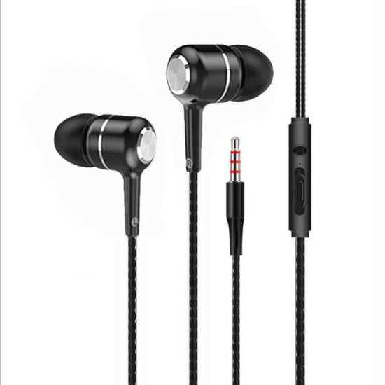 Hifi Universal Headphone Smart Call In-ear Mobile Phone 3.5mm Interface Headset Black