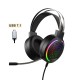 Hollow RGB Gaming Headset Wired Computer Headset Heavy Bass 7.1 Usb Headset With Microphone Blue