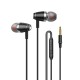 In-ear Headset Wire-controlled Smart Call Earphone with Microphone All-metal Bass Music Headphones for Android V1 Black