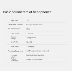 In-ear Headset Wire-controlled Smart Call Earphone with Microphone All-metal Bass Music Headphones for Android V1 Red