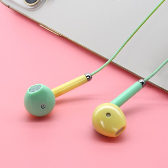 In-ear Wire Control Earphones with Mic Colorful Ergonomic Subwoofer Gaming Headphones Gray White