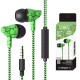 In-ear Wire-controlled Headset with Microphone 3.5mm Stereo Plug Fashion Braided Wire Crack Earphones Green