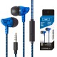 In-ear Wire-controlled Headset with Microphone 3.5mm Stereo Plug Fashion Braided Wire Crack Earphones Blue