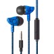 In-ear Wire-controlled Headset with Microphone 3.5mm Stereo Plug Fashion Braided Wire Crack Earphones Blue