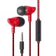 In-ear Wire-controlled Headset with Microphone 3.5mm Stereo Plug Fashion Braided Wire Crack Earphones Red