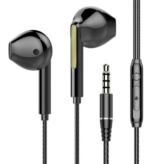 In-ear Wired  Headsets With Microphone Low-latency Noise Cancelling Heavy Bass Wire Control Game Phone Earbuds Headphones White