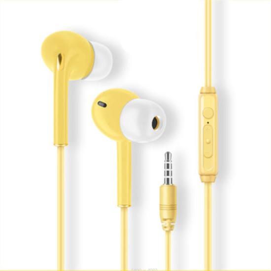 K23 In-ear Wired Phone Headset with Mic 3.6mm Universal Earphone Earbuds Yellow