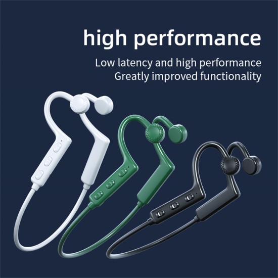 Ks-19 Bone Conduction Earphones Bluetooth Hanging Neck Headphones Sports Waterproof Earbud White