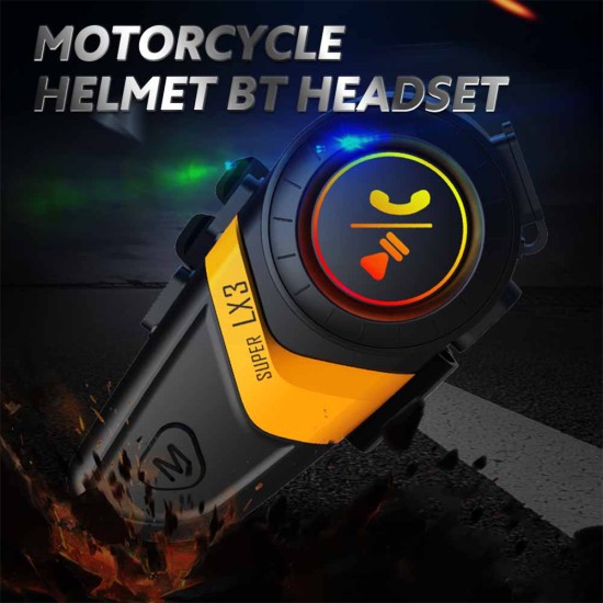 Lx3 Helmet  Headset With Lights Motorcycle Riding Integrated Intelligent Noise Reduction Bluetooth-compatible 5.0 Chip Earphones yellow_Soft(for full/off-road helmet)