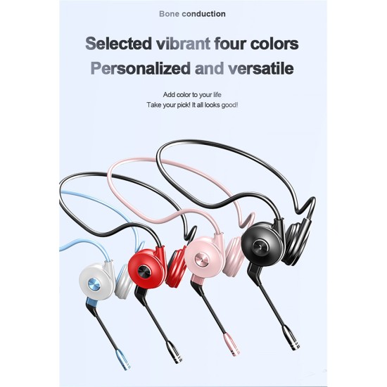 M1 Bone Conduction Bluetooth-compatible  Earphones No-delay Noise Cancelling Stereo Running Sports Business Headset Headphones pink