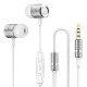 Metal In-ear Headphones Music Earbuds with Microphone Wire-controlled Game Headset Black