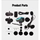 Motorcycle Cycling Helmet Headset 2000m 6 Riders Intercom Headphone Rechargeable Bluetooth 5.0 Blue