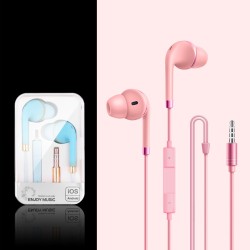 P16 Portable Mobile Phone  Headset, Wired Earbuds In-ear Copper Ring Stereo Wired Music Call Earphone, Universal For Android pink