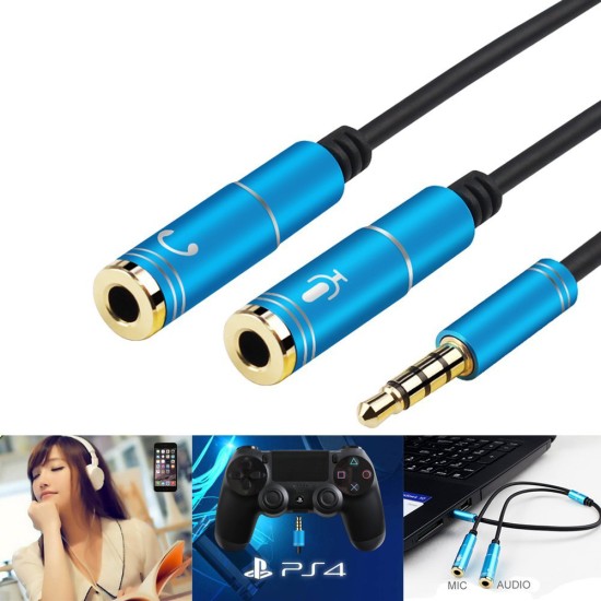 Portable Headset Adapter Splitter 3.5mm Jack Cable with Separate Mic and Audio Headphone Connector