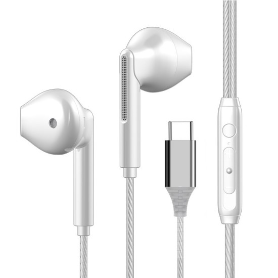 Portable Wired  Headset Heavy Bass Low Latency Excellent Sound Quality Built-in High-definition Microphone In-ear Wired Earphones 3.5 white