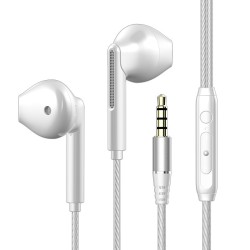 Portable Wired  Headset Heavy Bass Low Latency Excellent Sound Quality Built-in High-definition Microphone In-ear Wired Earphones 3.5 white