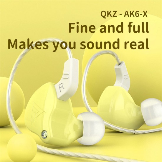 Qkz Ak6-x Sports Headphone In-ear Wire-controlled Headset with Microphone Hifi Bass Music Gaming Earphone Pink