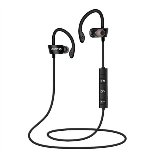 Rt558 Wireless Anti-lost Headset Wire-controlled Call Music Earplugs In-ear Bluetooth Sports Earphones Black