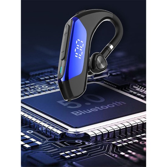 S08 Single Earphone Ear Hanging Type Bluetooth-compatible Ultra-long Standby Waterproof Headphones noble black_5.1 Fast Charge Waterproof