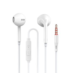 S18 Wire-controlled Headset with Microphone In-line Subwoofer Hands-free Calling Headphone White