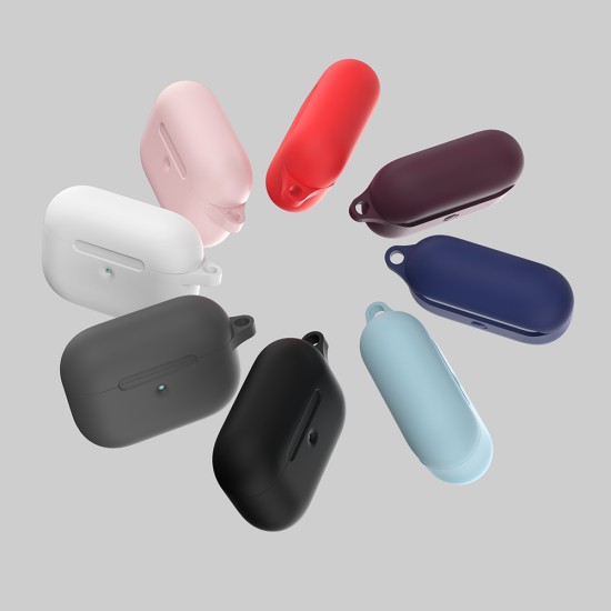 Silicone Case for AirPods Pro Wireless Bluetooth Headphones Storage Protective Cover with Hook for Outdoor Travel black