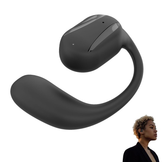 Single Left Ear Bluetooth Headset 5.2ows Open Bone Conduction Earphones Ear Hook Noise Canceling Headphones Black