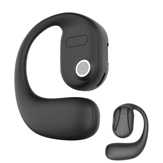 Single Left Ear Bluetooth Headset 5.2ows Open Bone Conduction Earphones Ear Hook Noise Canceling Headphones Black