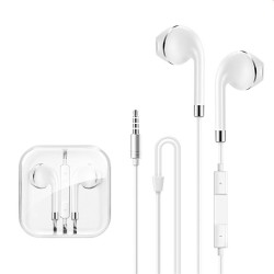 Stereo In-ear Wired Headset With Microphone 3.5mm Gaming Earphones Compatible For Android Ios (p15) silver and white