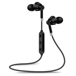 Sweatproof Wireless Bluetooth Earphones Sport Gym Headphones for iPhone Samsung -Black