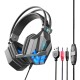 Sy850 Luminous Gaming Headset Noise Cancelling Soft Earmuff Headphones with Microphone Dark Blue