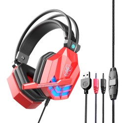 Sy850 Luminous Gaming Headset Noise Cancelling Soft Earmuff Headphones with Microphone Red Blue