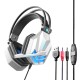 Sy850 Luminous Gaming Headset Noise Cancelling Soft Earmuff Headphones with Microphone White Blue