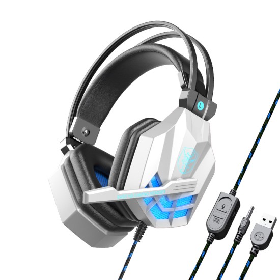 Sy850mv Illuminated Wire Control Gaming Headset Noise Cancelling Headphones with Microphone Dark Blue