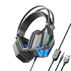 Sy850mv Illuminated Wire Control Gaming Headset Noise Cancelling Headphones with Microphone Dark Blue