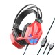 Sy850mv Illuminated Wire Control Gaming Headset Noise Cancelling Headphones with Microphone Red Blue