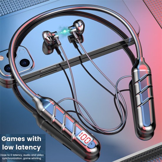 True Wireless Bluetooth Headset Neckband Headphones Stereo Binaural Sports Earphones Bt22 Blue