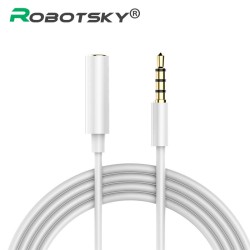 Universal 3.5mm Audio Extension Cable 4-pole Male to Female Headphone Extension Code for Mp3 Phone Tablet Desktop white