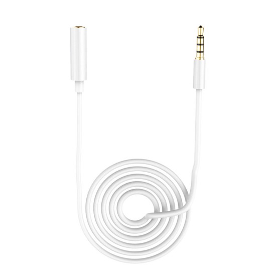 Universal 3.5mm Audio Extension Cable 4-pole Male to Female Headphone Extension Code for Mp3 Phone Tablet Desktop white