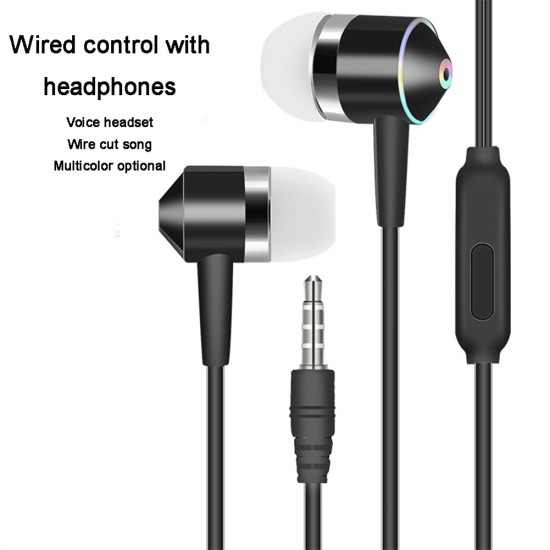 Universal 3.5mm Plug Wired In-ear Earbuds Portable Wire Control Mobile Phone Gaming Headset with Microphone Blue