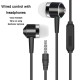 Universal 3.5mm Plug Wired In-ear Earbuds Portable Wire Control Mobile Phone Gaming Headset with Microphone Black