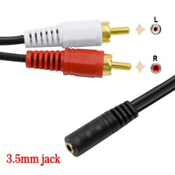 Universal 3.5mm Stereo Audio Female Jack to 2 RCA Male Socket to Headphone 3.5 Y Adapter Cable 50cm Audio Line