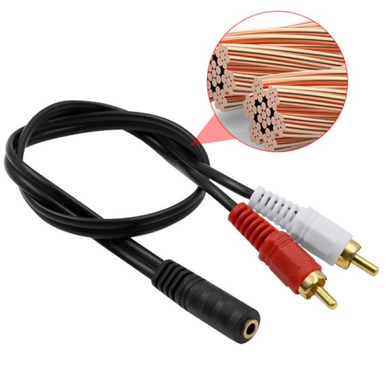 Universal 3.5mm Stereo Audio Female Jack to 2 RCA Male Socket to Headphone 3.5 Y Adapter Cable 50cm Audio Line