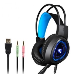 V1000 Headset Heavy Bass Internet Cafe E-sports Game Headphones Luminous 7.1 Channel USB/3.5MM Headset blue_3.5+USB interface