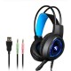 V1000 Headset Heavy Bass Internet Cafe E-sports Game Headphones Luminous 7.1 Channel USB/3.5MM Headset blue_3.5+USB interface