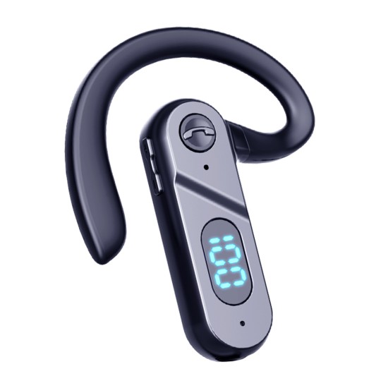 V28 Wireless 5.2 Bluetooth-compatible Headset Business Large-capacity Bone Conduction Digital Display Single-ear Headphone black